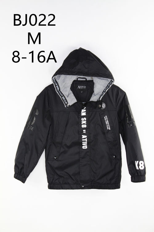 Picture of BJ022 BOYS BLACK HOODY JACKET 100% NYLON